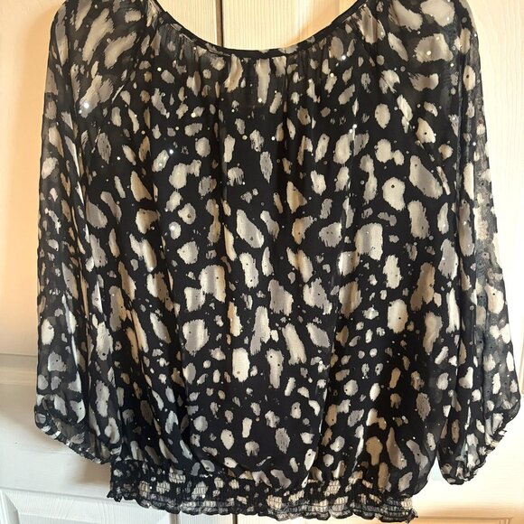 Cathy Daniels Womens Peasant Look Blouse Size L Embellished Shiny Studs - Picture 5 of 5